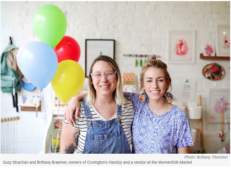 Suzy Strachan and Brittany Braemer, owners of Covington's Handzy and a vendor at the Womenfolk Marke