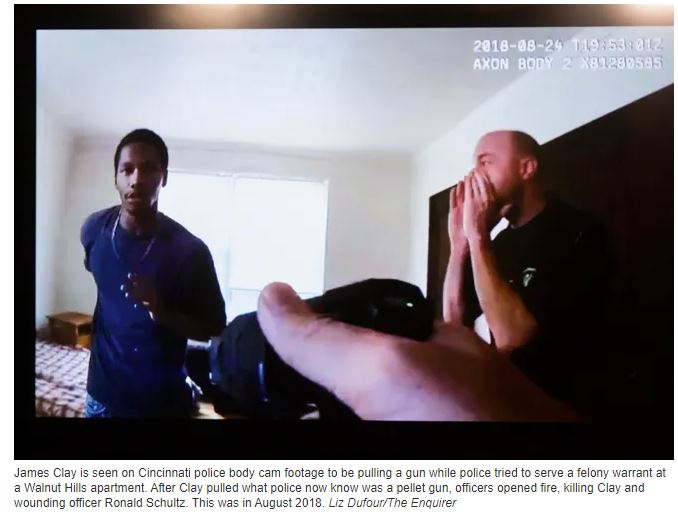 Cincinnati police body cam footage of James Clay pulling gun