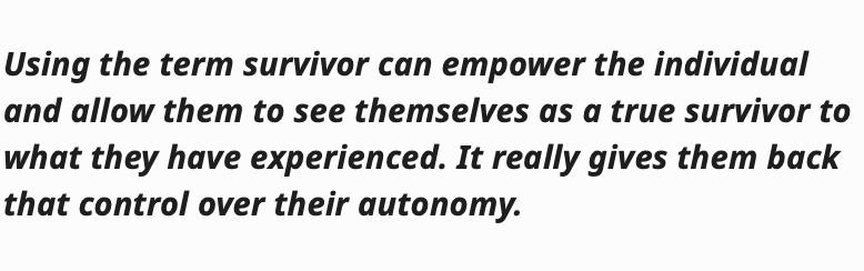 quote discussing empowering survivors