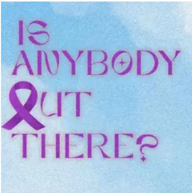 Promotional graphic for the podcast Is Anybody Out There by Women Helping Women, celebrating Mental Health Month with a call to action to listen to the show.